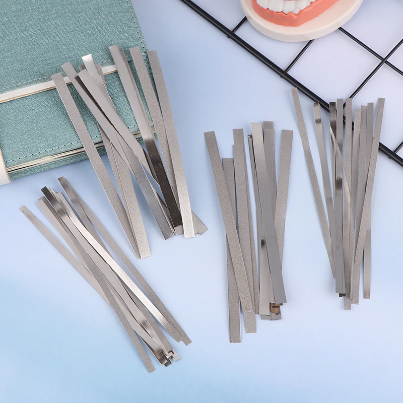10PCS Single/Double Side 0.4/0.6mm Dental Metal Polishing Sanding Strip Teeth Grinding Tool Surface Dentist Whitening Materials