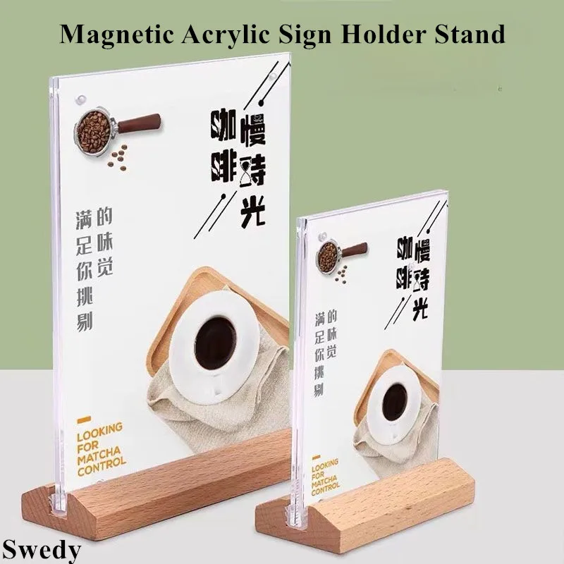 5 Pieces A6 100x150mm Double Sided Magnetic Table Acrylic Sign Holder Flyer Poster Picture Frame Menu Paper Card Display Stand