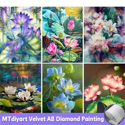 Pittura diamante 5D fai da te fiore di loto pieno di diamanti mosaico di cristallo pezzo d'arte punto croce Kit completo Still Life Home Decor Gift