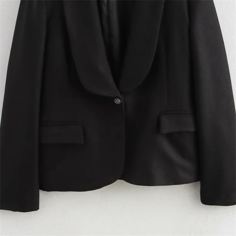 Giacca da abito invernale con orlo diviso Cappotto da donna alla moda con scollo a V Abito da donna da ufficio a maniche lunghe allentato casual Nero