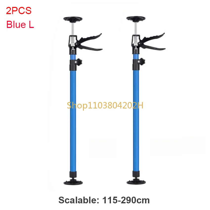 2pcs 115-290cm Labor-Saving Telescopic Rod Steel Hand Jack Drywall Cabinet Board Lifting Support Rod Height Adjustable