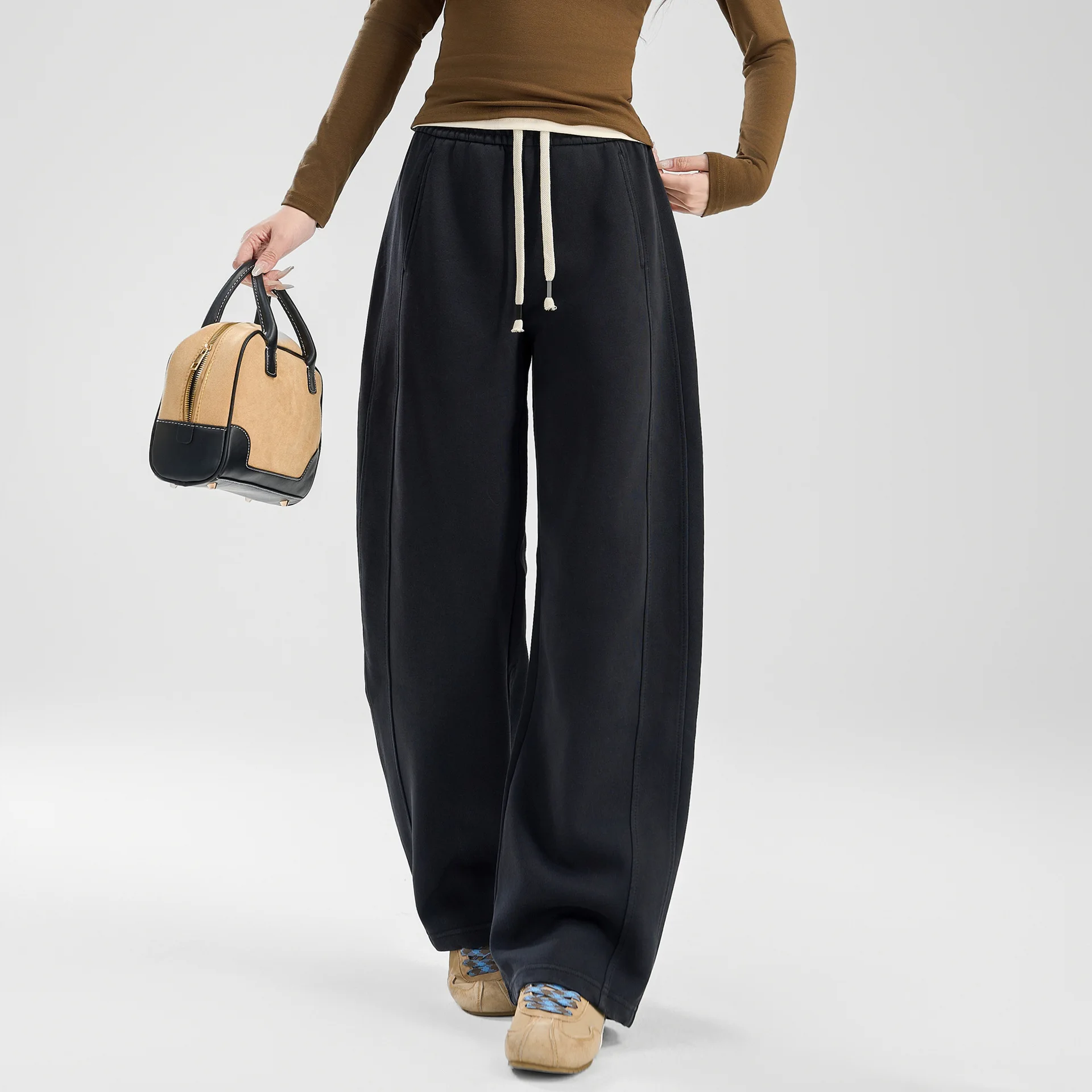 Jean doux taille haute pour femme, coupe ample, pantalon Long en coton extensible, Denim courbé, banane, taille élastique, amincissant, printemps automne