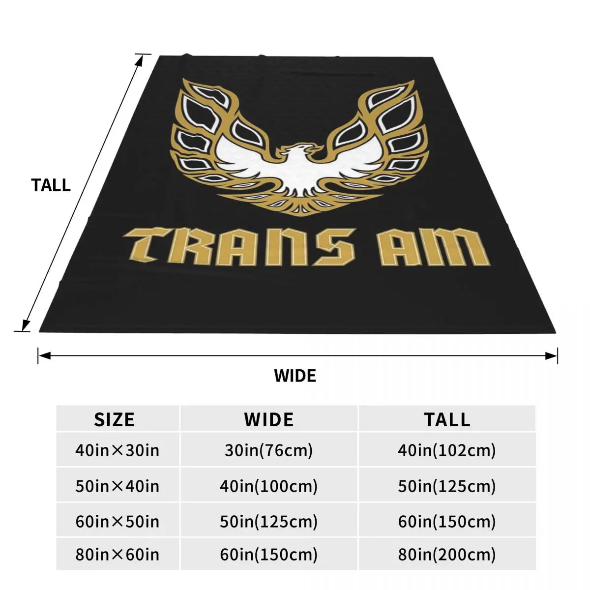 Pontiac Trans Am Firebird Bandit Golden Blanket Soft Warm Flannel Throw Blanket Bedspread for Bed Living room Travel Home Sofa