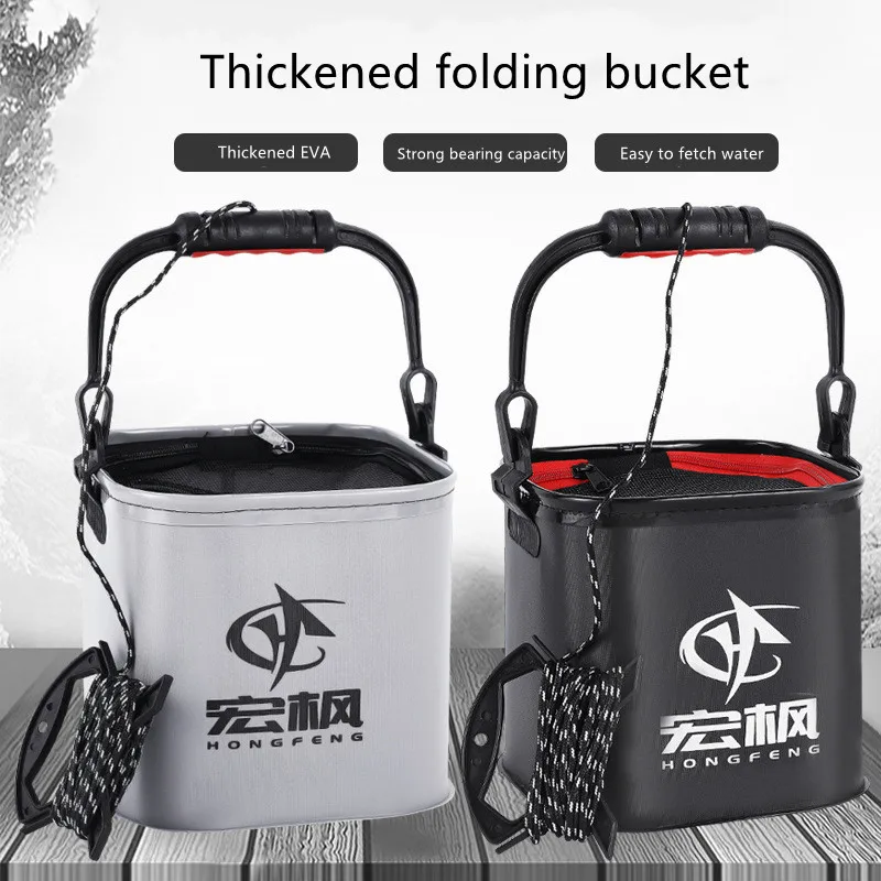 20/24cm Portable Folding Fish Bucket Outdoor EVA Tackle Box with Handle Fishing Bag for Outdoor Fishing