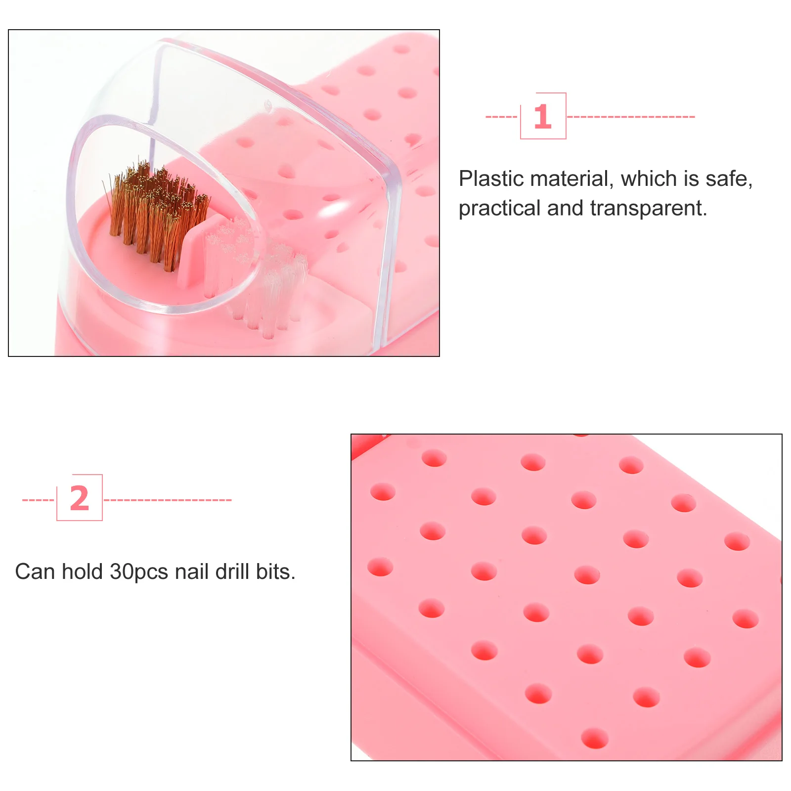 

30 Holes Nail Drill Bits Storage Box Purple Clear Manicure Tool Display Case for Home Salon Use Nail Grinding Head ganizer