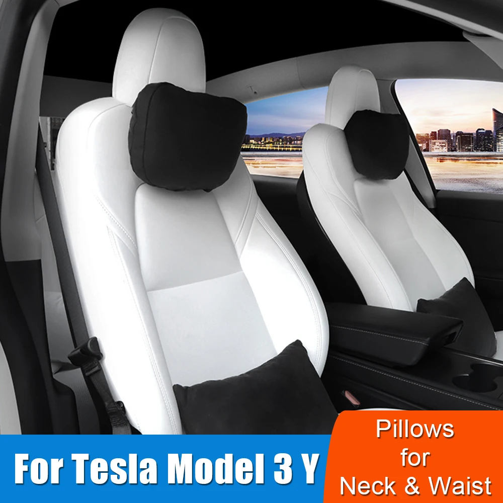 Headrest Soft Comfortable Cushion Universal For Tesla Model 3 Y 1 Pc Car Neck Waist Pillows For Head Lumbar Relief Support