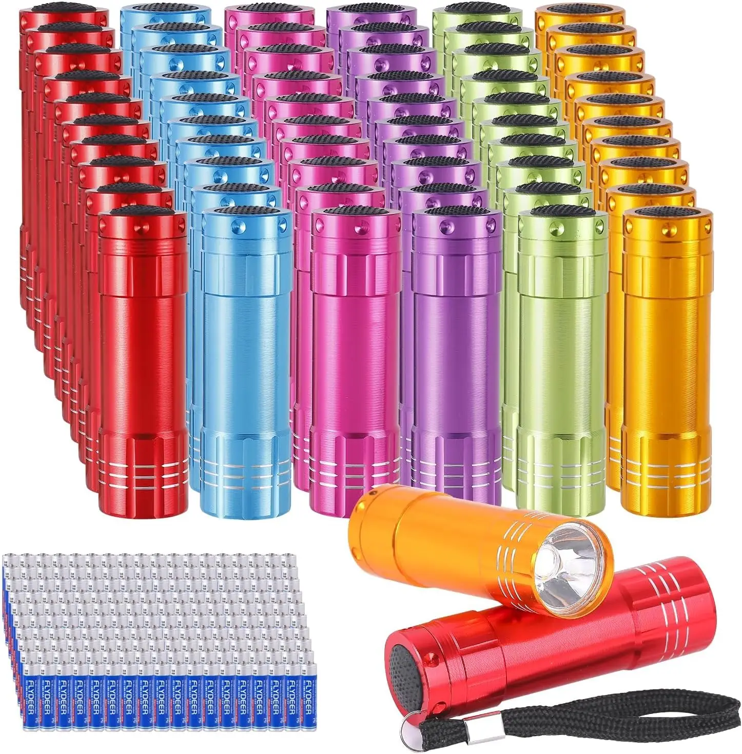 

60-Pack Mini LED Flashlights with Batteries, Aluminum Bulk Flashlights for Party Favors, Emergency, Christmas Gifts