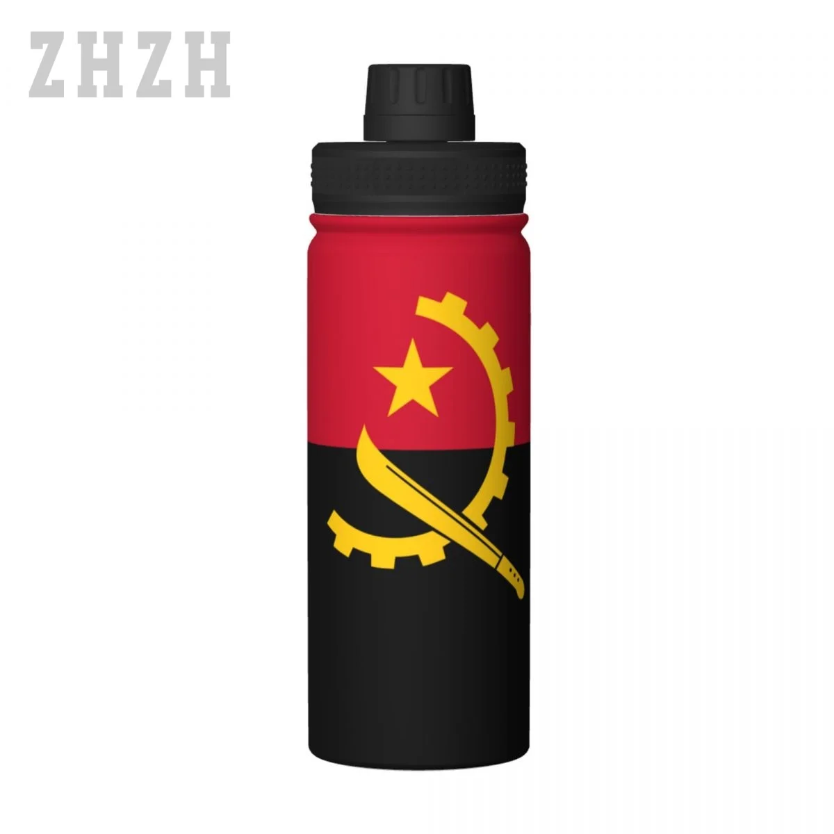 Unisex Sports Water Thermos Bottle Angola Flag Angolan Stainless Steel Double-layer Insulation Cold And Hot Travel Vacuum Flask