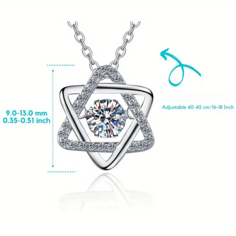قلادة قلادة من الفضة الإسترليني S925 ديكور مويسانيتي، نجمة مجوفة من مجوهرات ديفيد، هدية عيد الميلاد