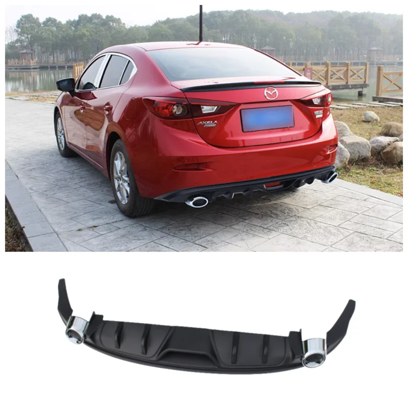 

For Mazda 3 Axela 2014-2019 High Quality ABS Paint Trunk Bumper Rear Diffuser Spoiler Exhaust Cover