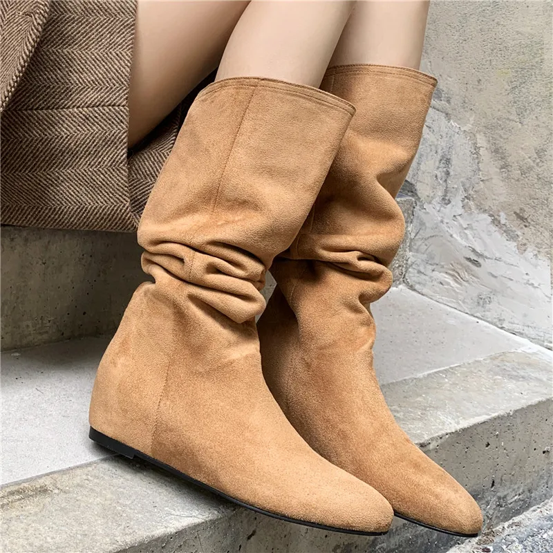 Sexy Fashionable Charming Women's Pile Boots For Autumn Winter 2024 New Suede High Top Round Toe comfortable Knee High Boots