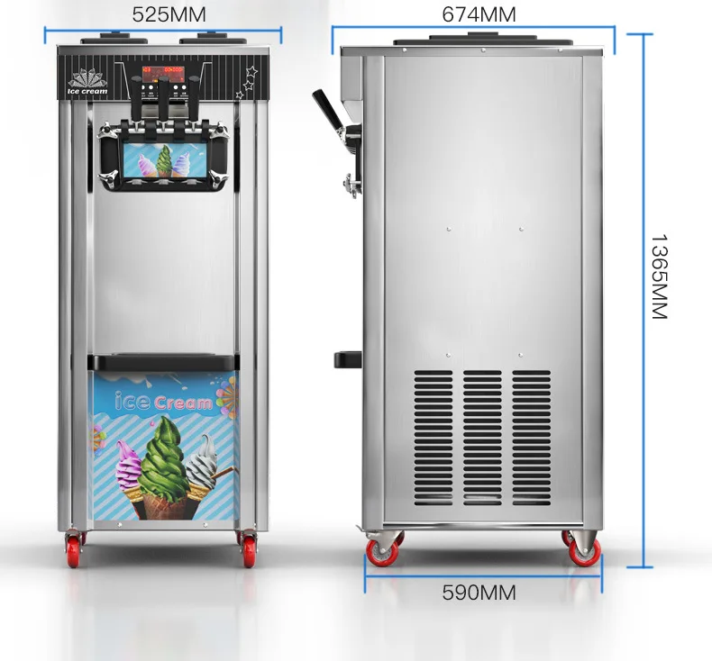 -For Commercial Automatic Vertical Cone Ice Cream Maker Three-heads Soft Ice Cream Making Make in China^