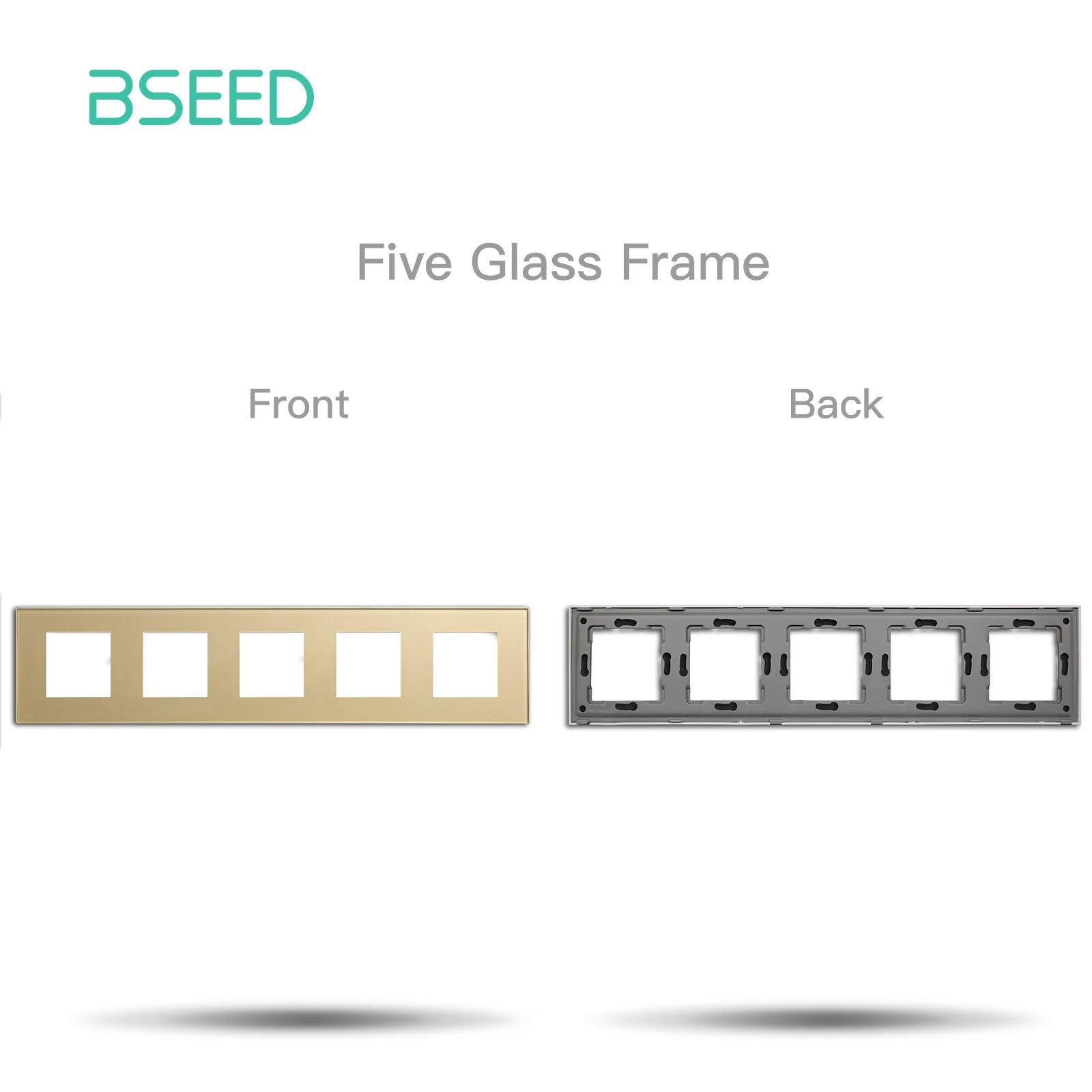 Bseed Eu Standaard Kristallen Paneel Wandcontactdoos Frame Glazen Schakelpaneel Met Metalen Plaat 86/157/228/299Mm Wit Zwart Goud