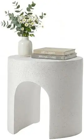 White Outdoor Side Table, 15.7