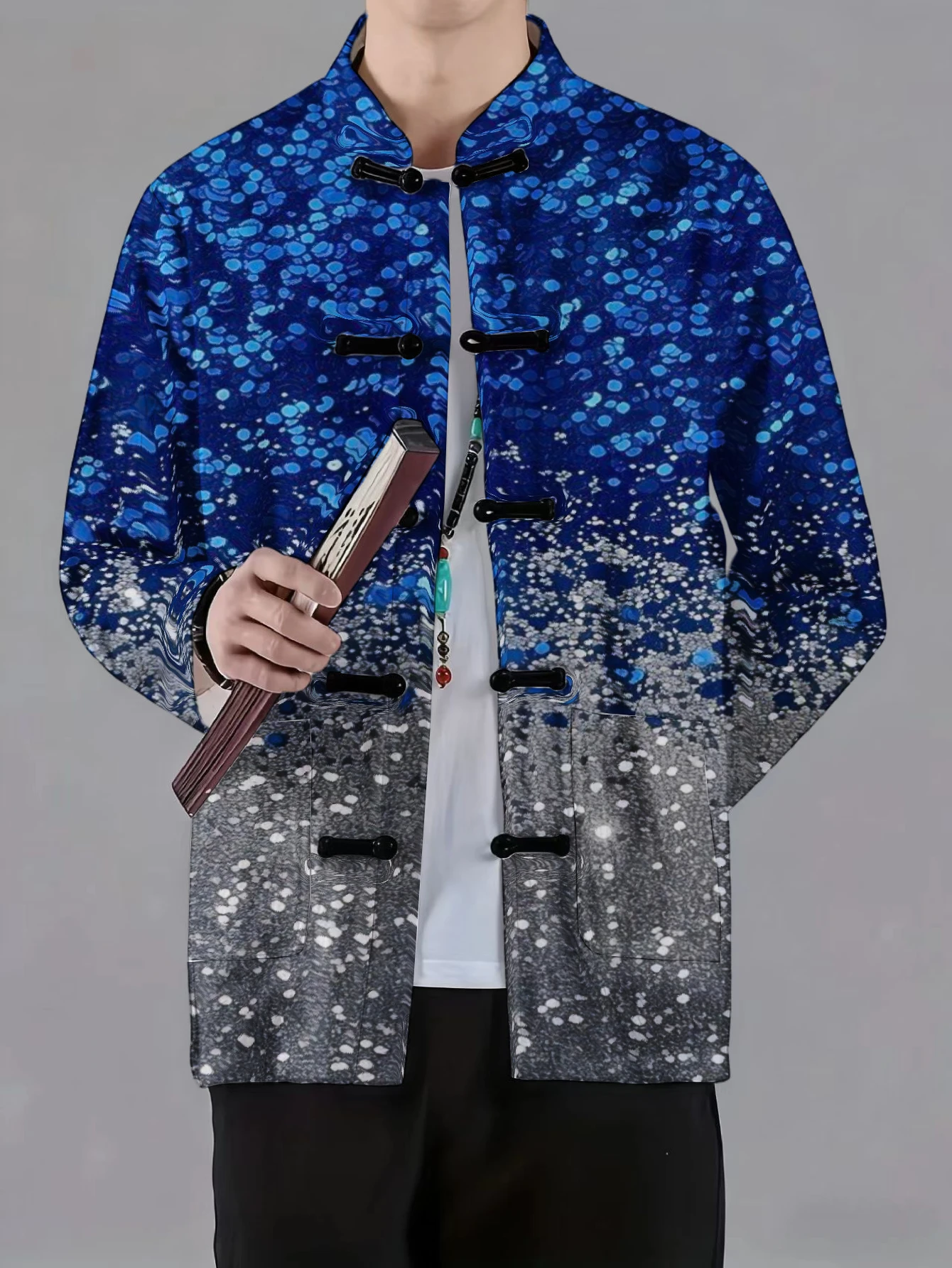Mens Mens Traditional Chinese Style Jacket Mandarin Collar Frog Button Gradient Dot Pattern Print Long Sleeve Streetwear Tang Suit Ou - Aliexpress Deal