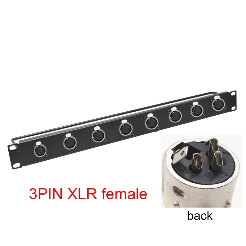 1U 19Inch Rack Patch Panel 8 12 Way Channel 1U Flight Case Mount 8/12Way Channel 6.35mm Jack XLR Female Male Audio Plug