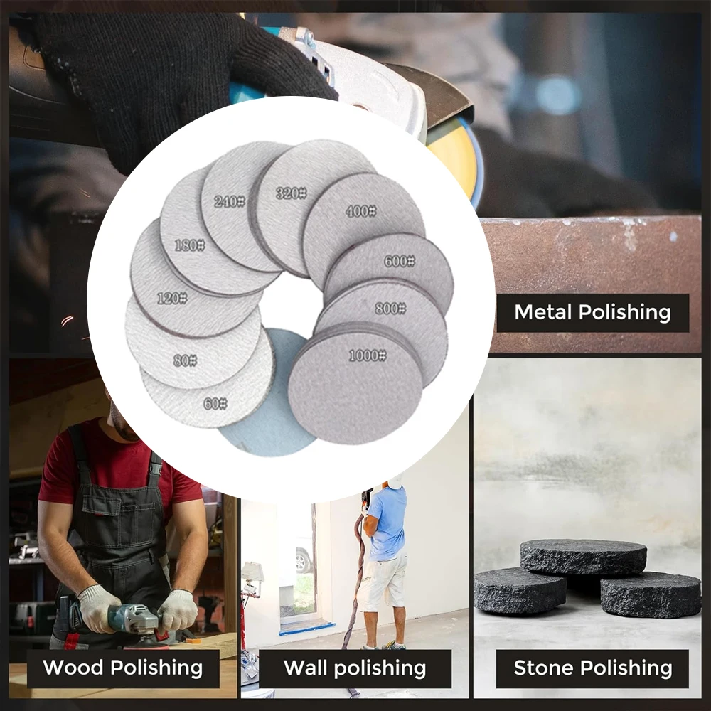

100 шт. 4-5 дюймов белая наждачная бумага на липучке круглая поверхность шпаклевка порошок полировка сухая шлифовка флокированная наждачная бумага