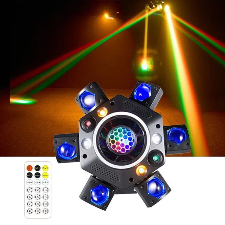 

MIINGLANG Defeating Six-Armed Golden Buddha Abyss LED RGBW Four-Color Moving Head Stage Lights UV White DMX512/Sound-Activated