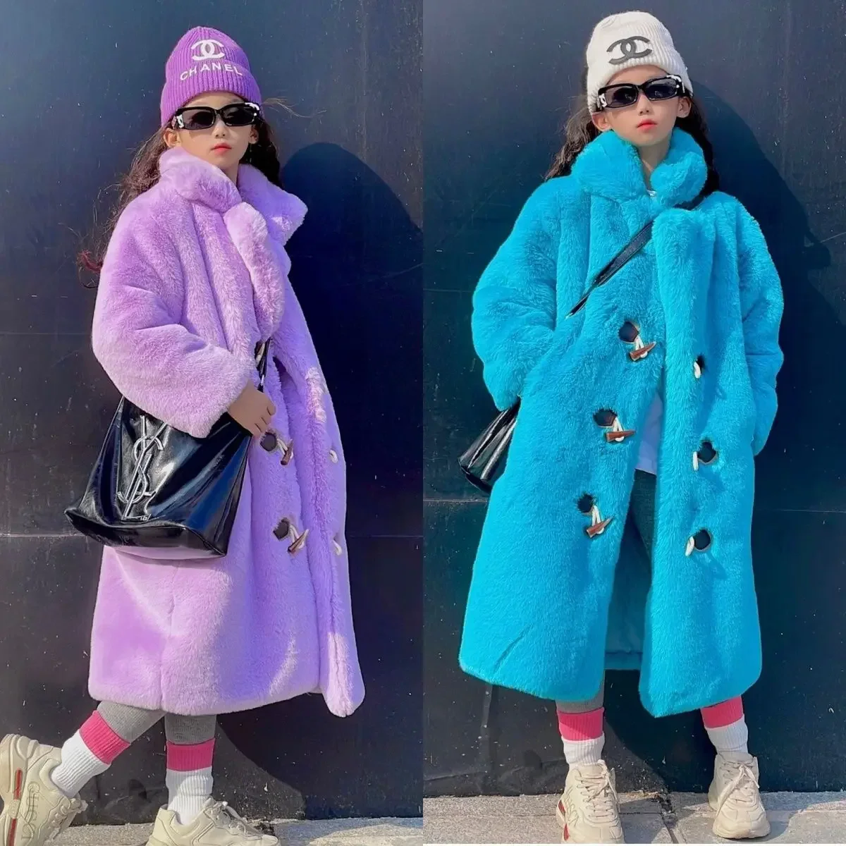 

Children's Winter Real Lamb Fur Jacket Girls Long Sheep Shearing Coat Elegant Chic Pure Wool Warm Outwear Kids Clothes