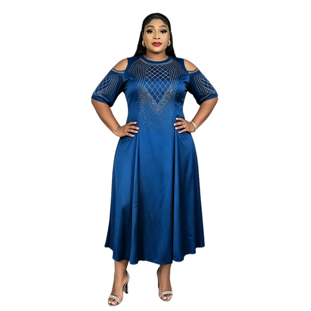 

Dashiki African Dresses for Women Summer African 3/4 Sleeve O-neck Polyester Party Evening Long Dress Ankara Dress Outfits