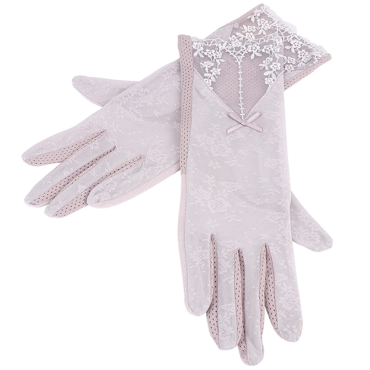 

1pcs Sun Protection Touch Screen Gloves Women Lightweight Lace Cycling Gloves For Outdoor Hiking Climbing Driving Uv Protection