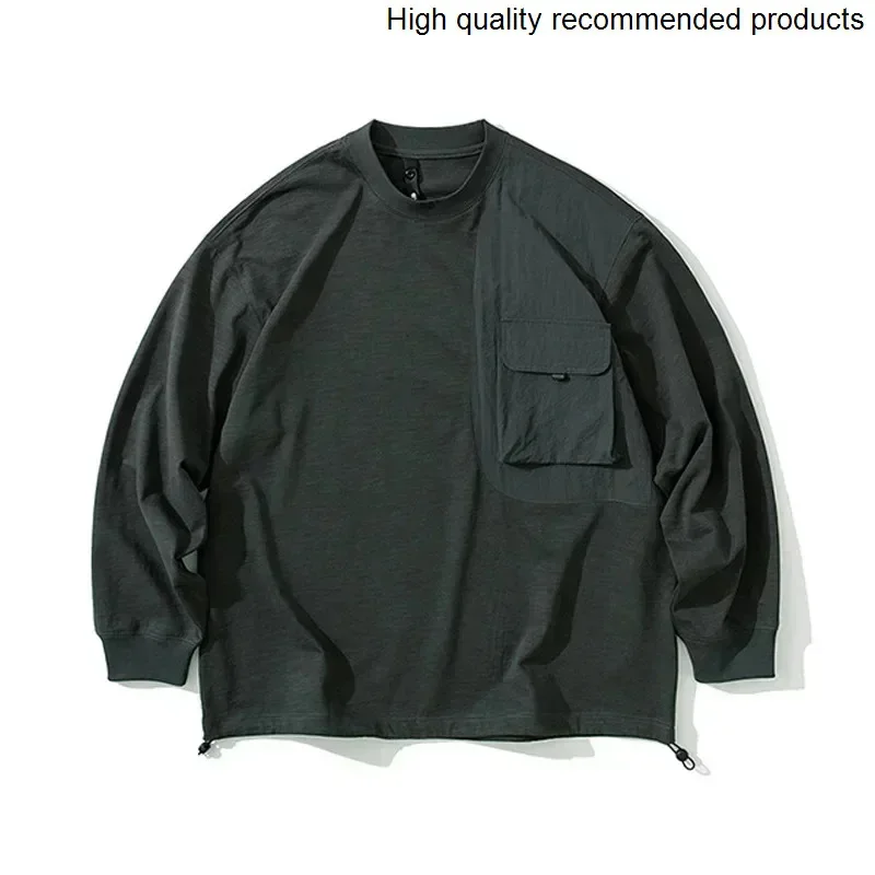 

Men T-shirt 320g Cityboy Cotton Streetwear Fashion Loose Casual Long Sleeve Cargo Tshirt Oversize Outdoor Sport Tee Shirts Man