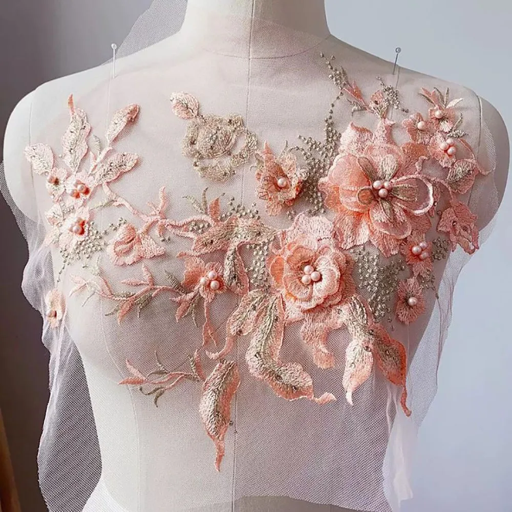 

Fashion Elegant Colorful Sequined Embroidery Patches 3D Flower DIY Embroidered Floral Patches Clothing Applique Dresses