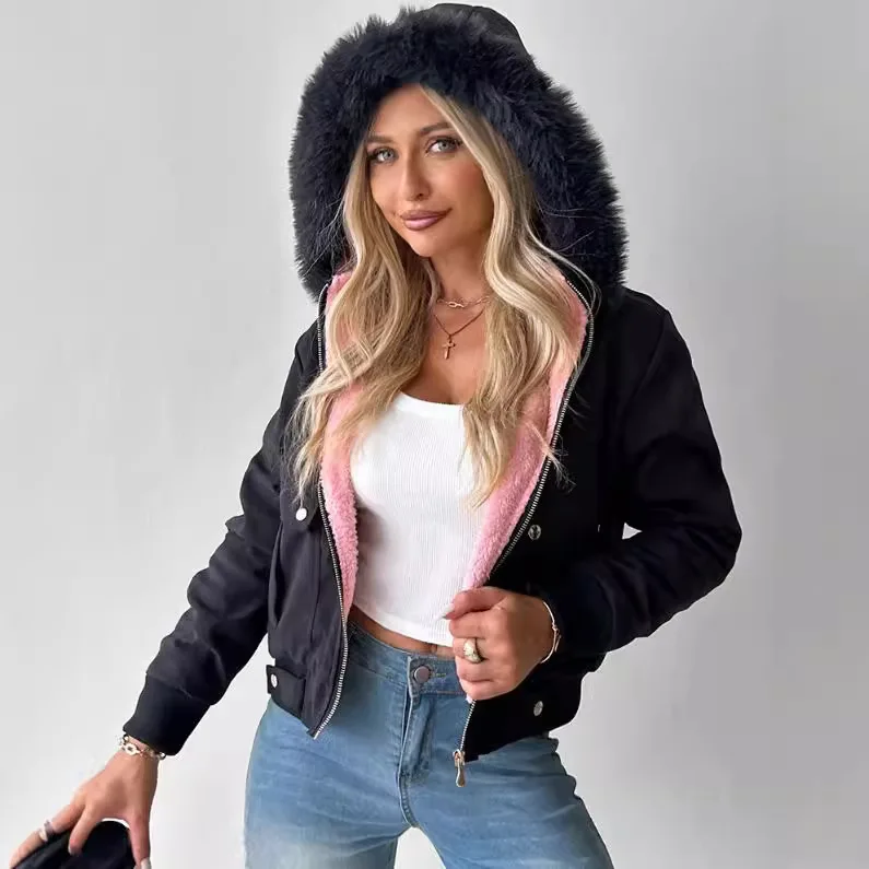 Veste à Capuche en Coton pour Femme, Fermeture Éclair, Bouton Solide, Poches, Mode Décontractée, Chaude, Confortable, Coupe Standard Régulière, Automne Hiver