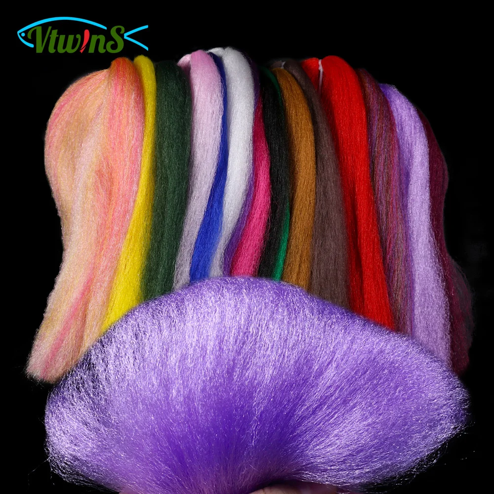 Vtwins Fly Tying Materials EP Silky Fiber Synthetic Fibers Hairs for Streamer Wings Parachuter Steelhead Flies Making Material