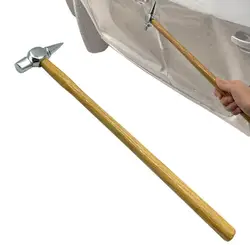 Car Dent Repair Hammer with Wooden Handle Shaping Body Sheet Metal Striking Leveling Tool for Car Dent Repair and DIY