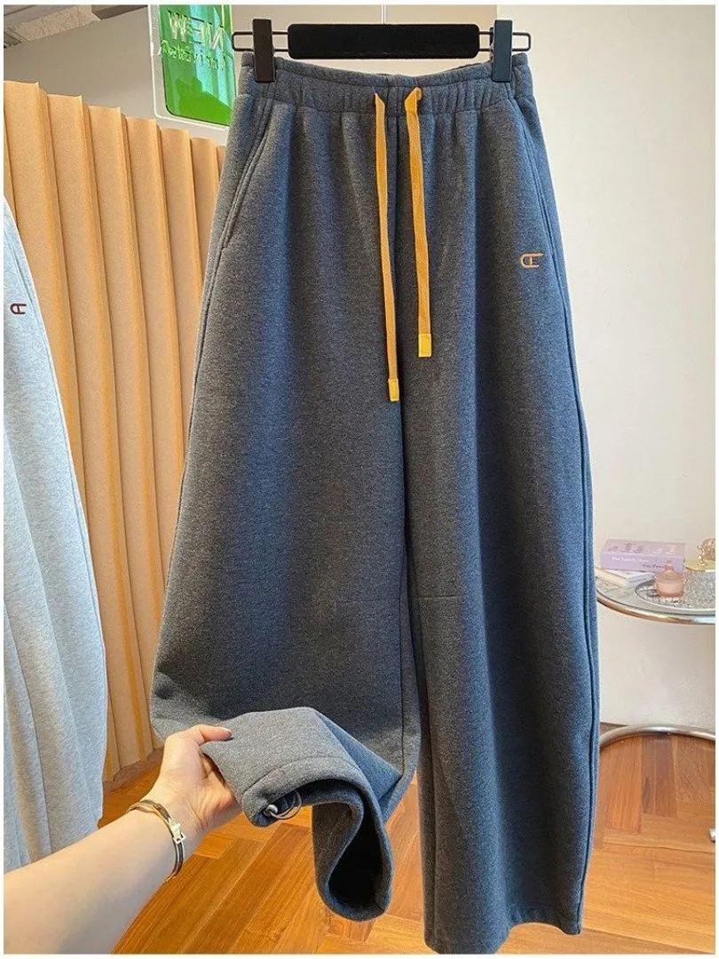 

Extra Large 300 Lazy Sle Color Knife Sweatpants ex Autumn Winter Fce Lined Loose Banana Dstring Cuffed...