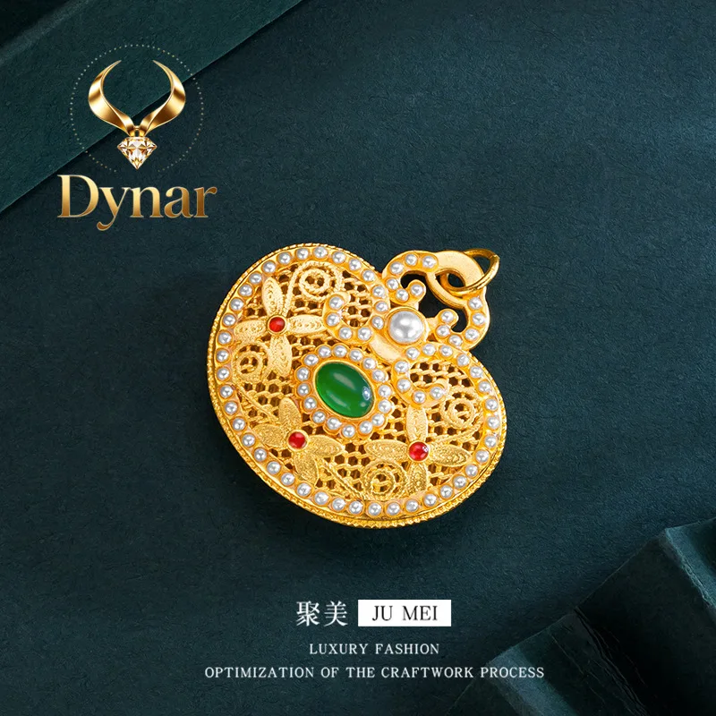 

Dynar Jewelry 24K Real Gold Silk Pearl Ruyi Lock 9999 Pendant Beizhu Pearl Girlfriend Birthday Gift Accessories Accessories Pe