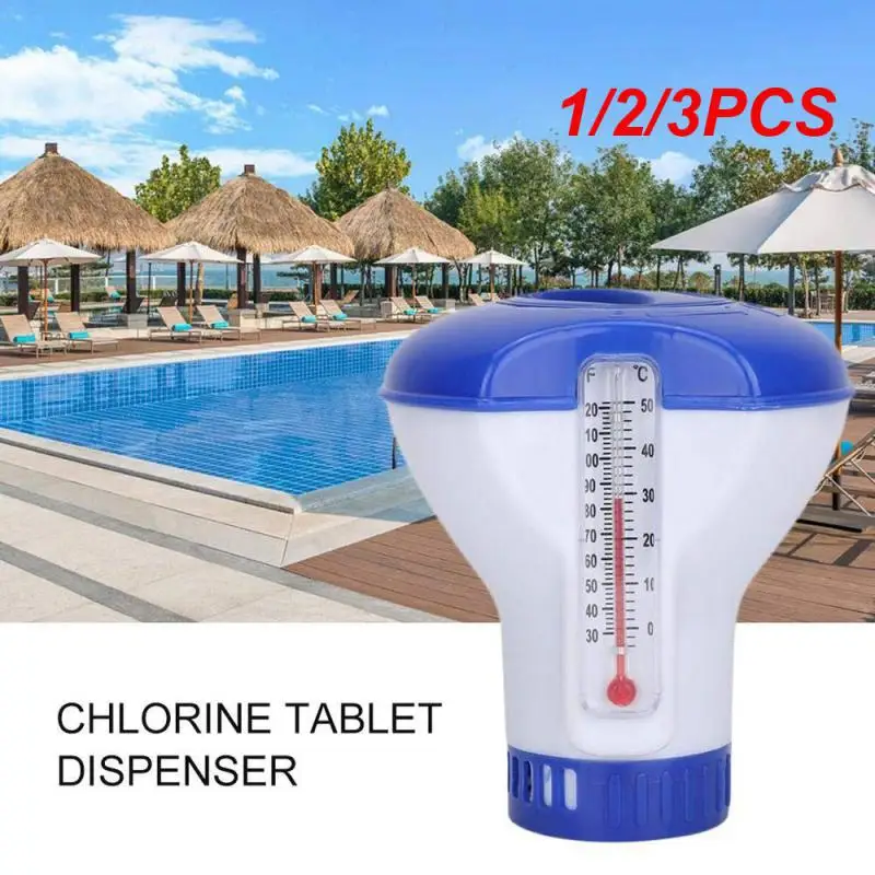 1/2/3PCS Hot sale Floating Chlorine And Bromine Tabs Dispenser With Thermometer Swimming Pool Floating Chemical Chlorine