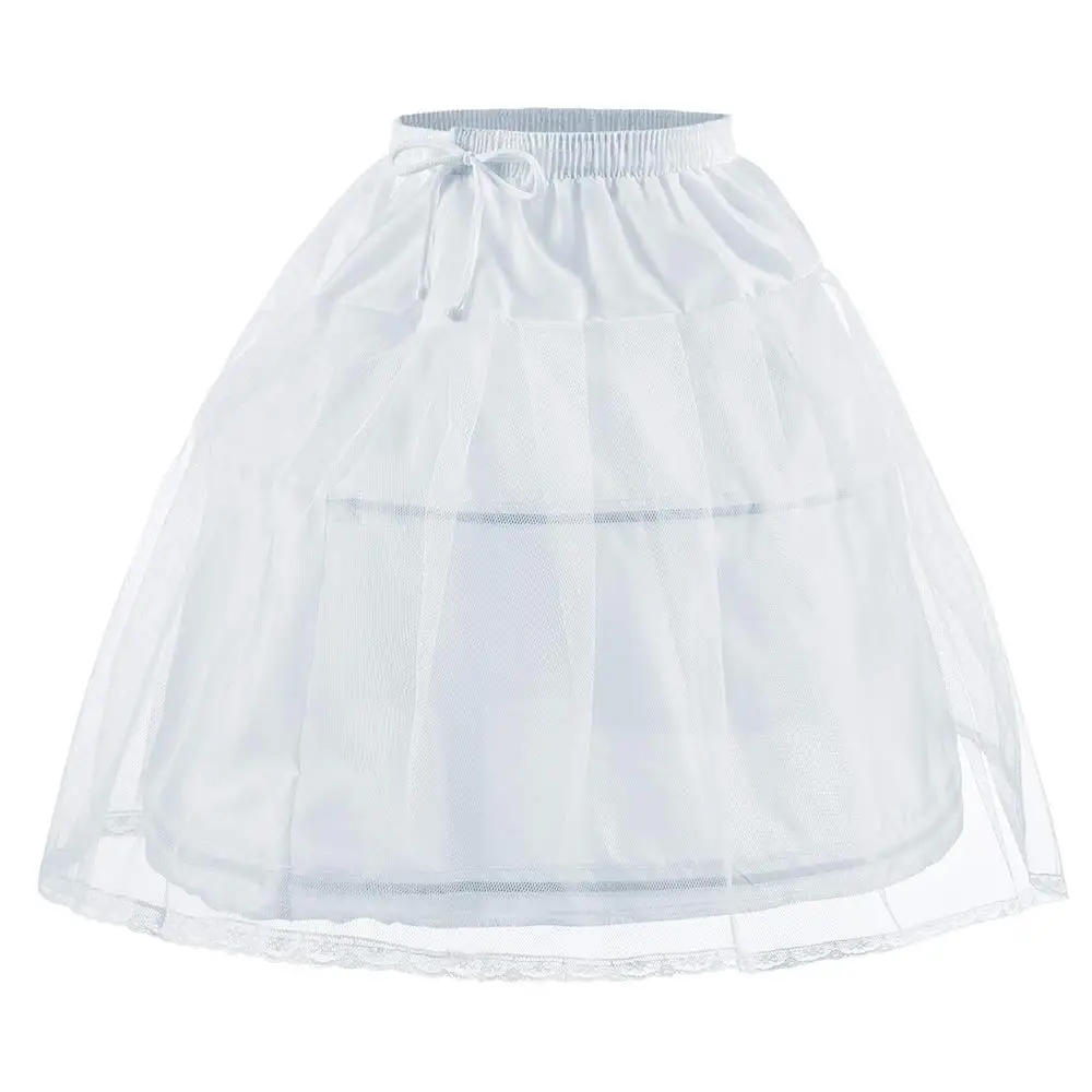 Rok dalam wanita bunga, dengan 2 hoop, Slip penuh elastis, Rok bawah Crinoline anak