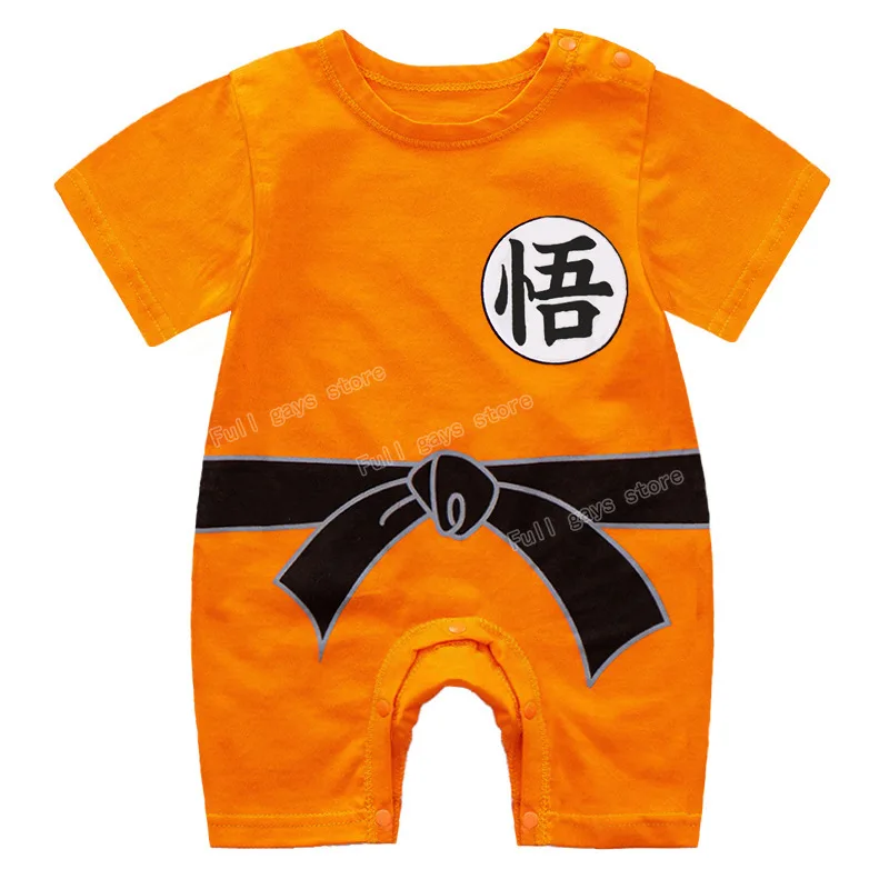 Dragon Ball Rompers Infant One-Pieces Toddler Bodysuits Summer Short Sleeved Clothes Cotton Thin Cartoon Cosplay Closed Crotch