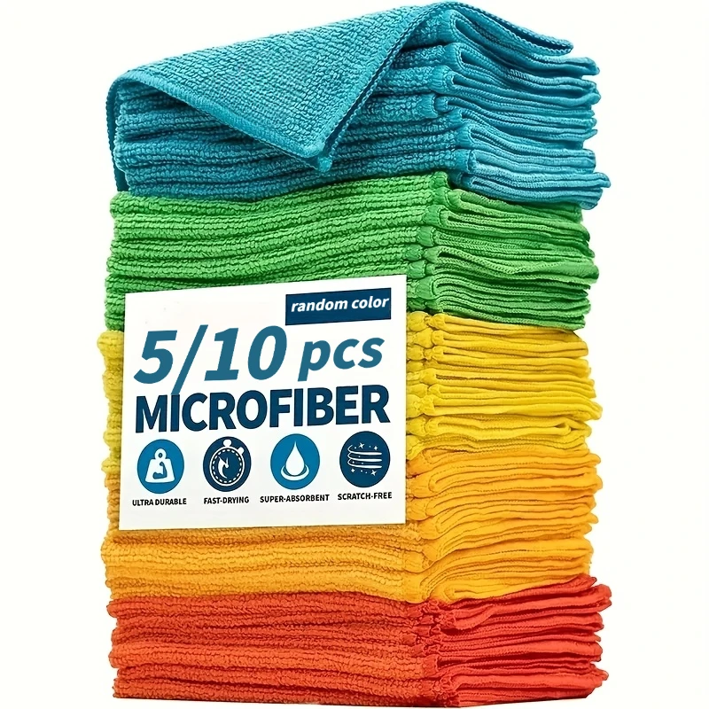 Microfiber Cleaning Cloths 10-30 Pcs Random Color Super Absorbent Lint Free Fast Drying Reusable Towels For House Cleaning