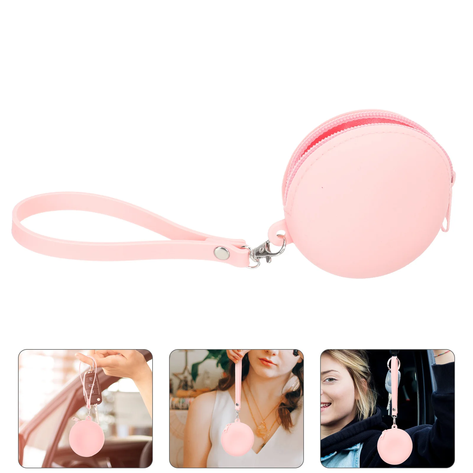 

Silicone Coin Purse Wrist Strap Zipper Portable Small Coin Bag Change Purse for Women Travel Shopping Organization