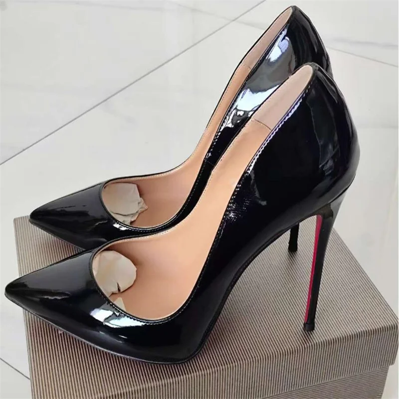 

Large size women's high heels 2025 trend leather elegant women's low heels luxurious white matte classic pointed high heels