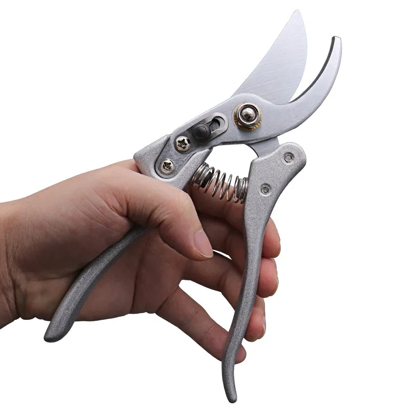 8 Inch Carbon Steel Blade Aluminum Alloy Handle Silver Bird-bill Pruning Shear Household Fruit Tree Shears Branch Garden Scissor