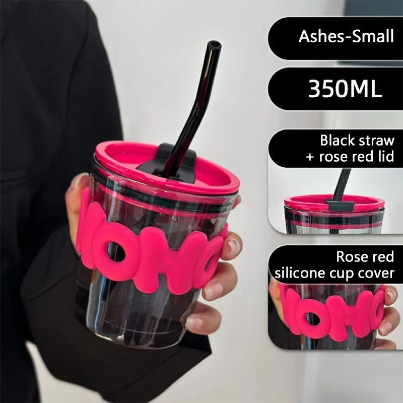 350/450ml Portable Juice Cup Stainless Steel Thermal Glasses Reusable Glass With Lid and Straw Kawaii Cups Cute Mug Drinkware