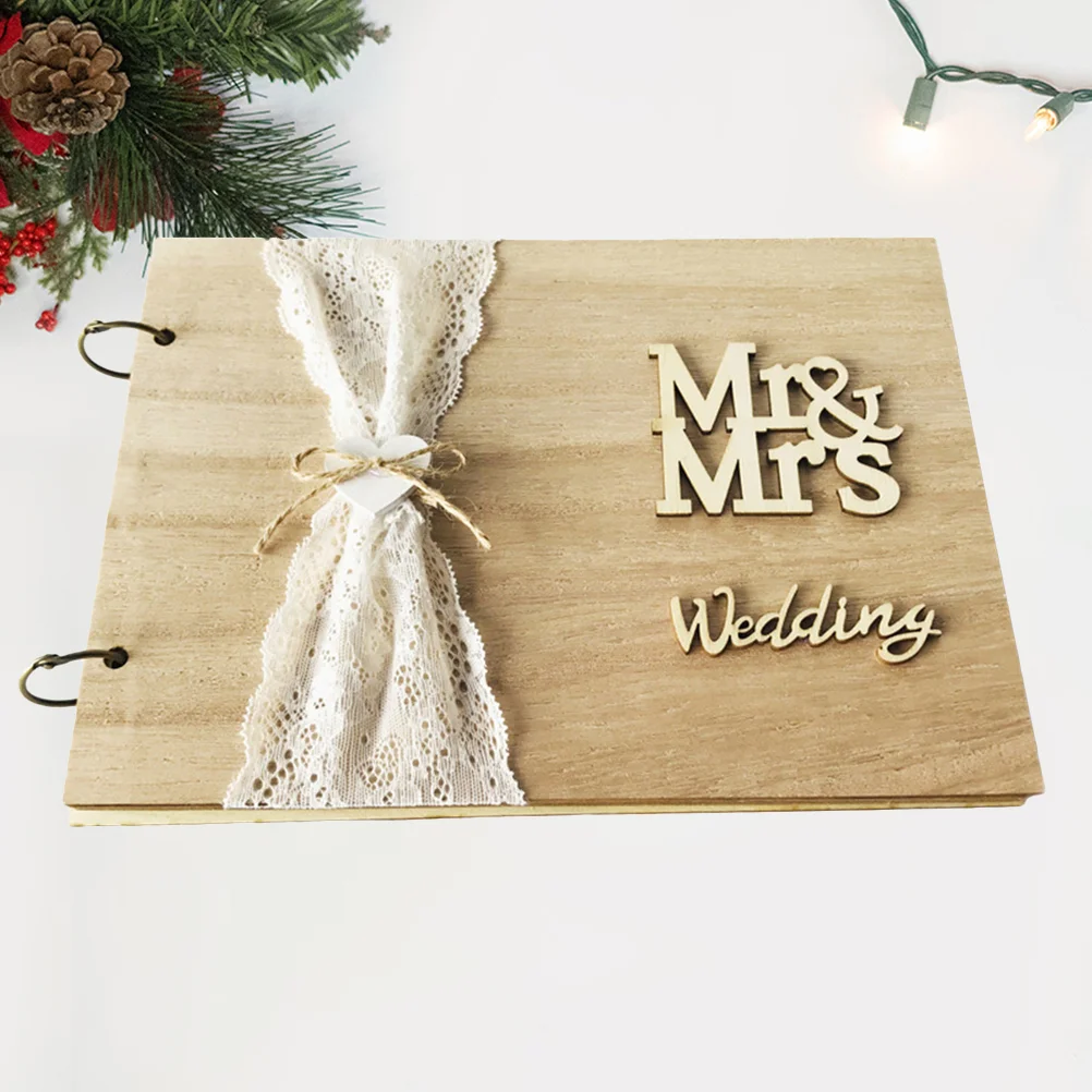 

Guest Book Memorial Gifts Photo Album Wooden The for Wedding Scrapbook Commemorate Party