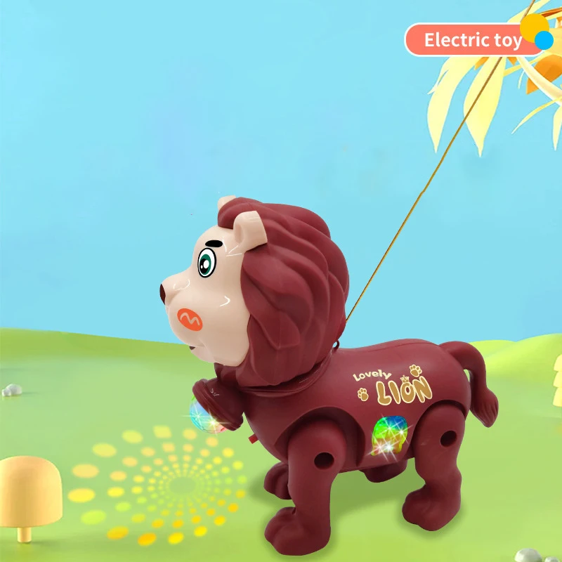 قطعة واحدة من لعبة الأسد اللطيفة الكهربائية الممتعة، لعبة إلكترونية للإضاءة والموسيقى الممتعة للأطفال، لعبة هدية للأطفال