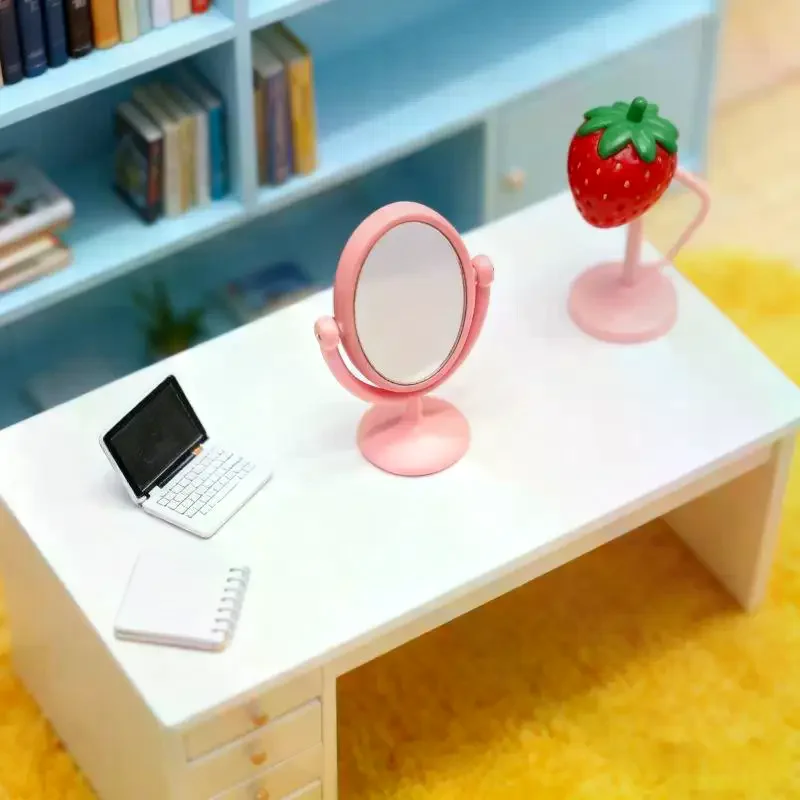 قطعة واحدة: نموذج مصغر لمرآة طاولة الزينة بتصميم عتيق، مقياس 1:12، زينة لبيت الدمى، أثاث حمام عتيق، إكسسوارات دمى