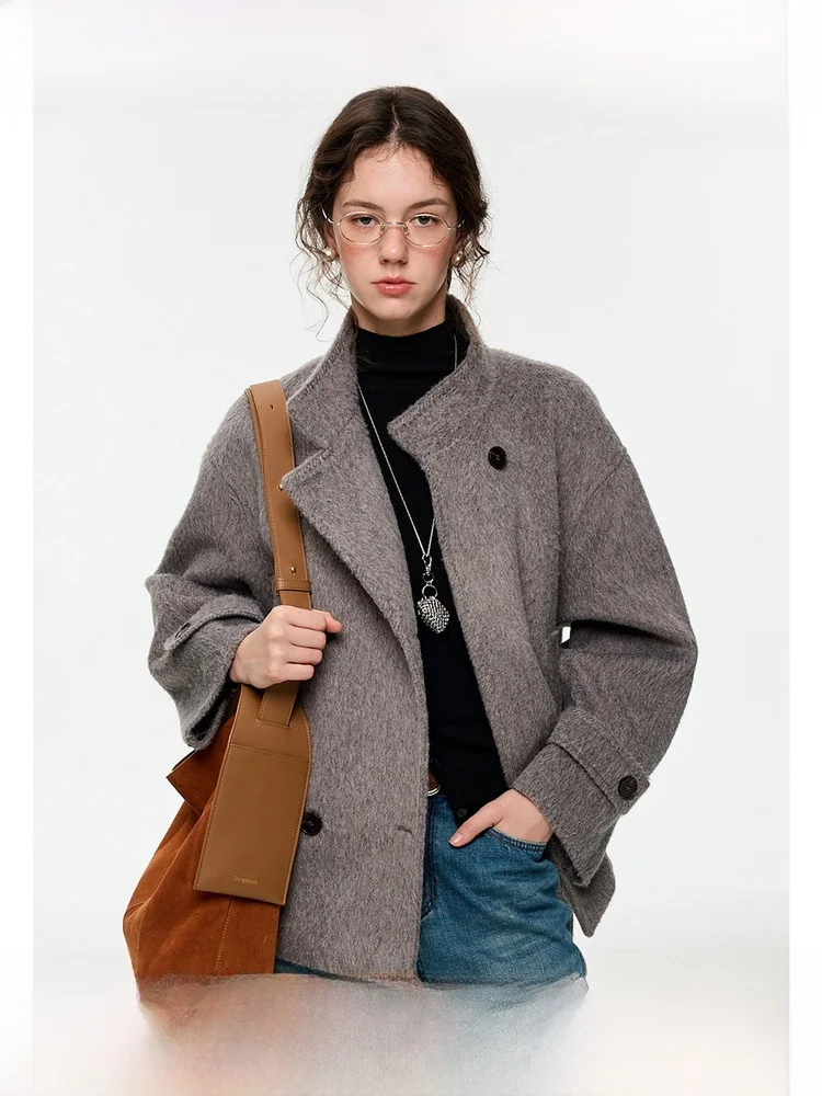 

VEGA CHANG женское шерстяное пальто с воротником-стойкой и воротником-стойкой, Fog ey Kaura Sle, осенне-зимнее пальто, корейская версия, прямой крой