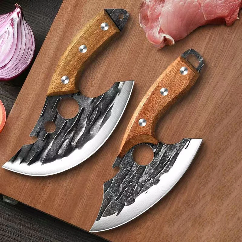 Coltello da macellaio mannaia per carne in acciaio inossidabile con manico in legno coltello da disossare per Barbecue da pesca all\'aperto per uso