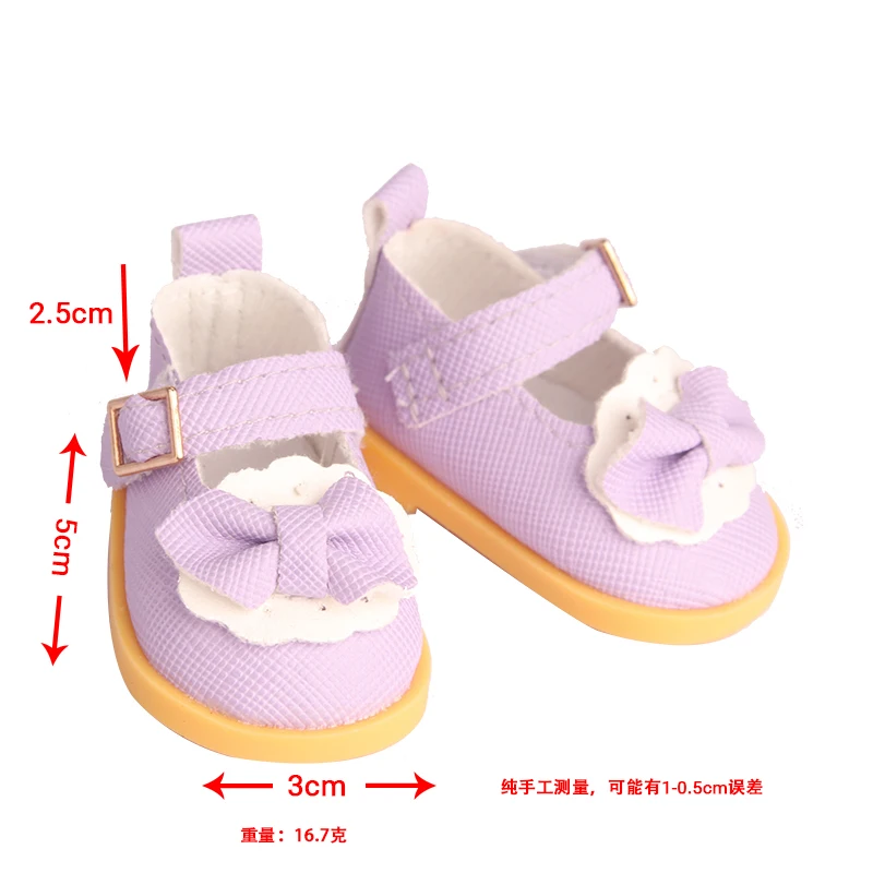 5cm Versatile Leather Shoes With 3D Flower Embellishments For 14-inch American Dolls Bowknot Shoes For 30-35cm Baby Girl Dolls