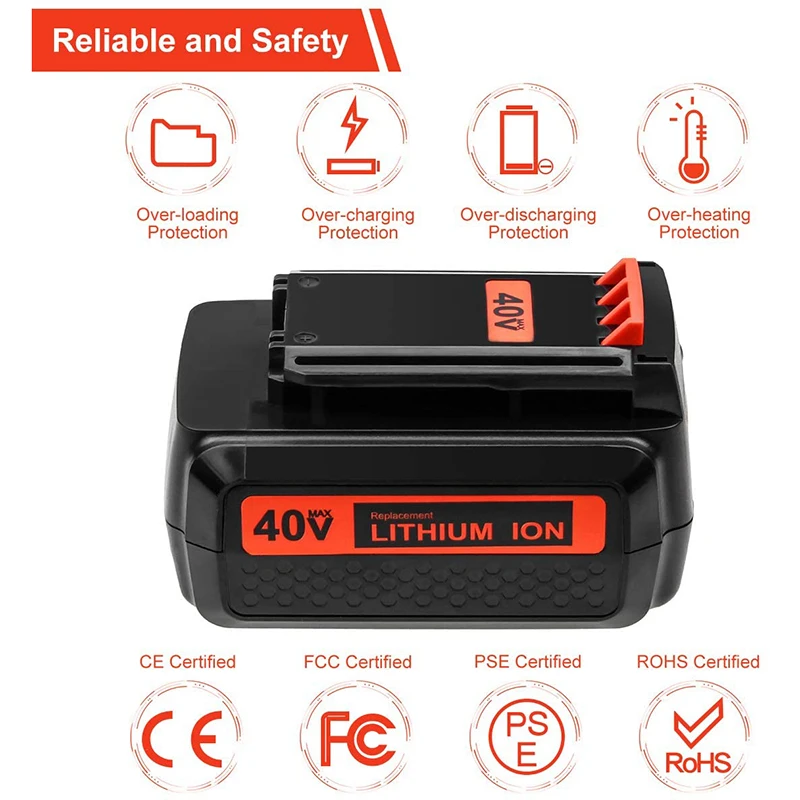 LBX2040 For Black and Decker 40V/36V 3000mAh Li-ion Rechargeable Power Tool Battery LBXR36 BL2036 LBX2040 LST136,LST420,LST220