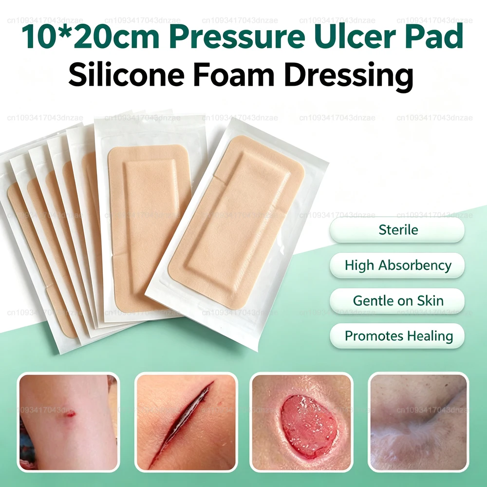 10pcs Pressure Ulcer Pad Silicone Foam Adhesive Dressing Wound Dressing Sterile Bedsore Healing Pad Patch For Bedridden Patients