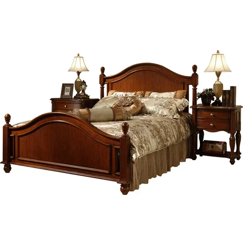 Country Solid Wood  1.8m European Style 1.5 Princess Bed Single  Bedroom Double Bed Frame Queen