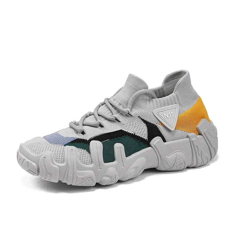 

Men's motorcycle shoes, niche color blocking fly woven shoes, walking cloth shoes, one foot trendy shoes, men's shoes